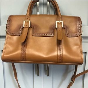 Levenger camel leather briefcase crossbody strap